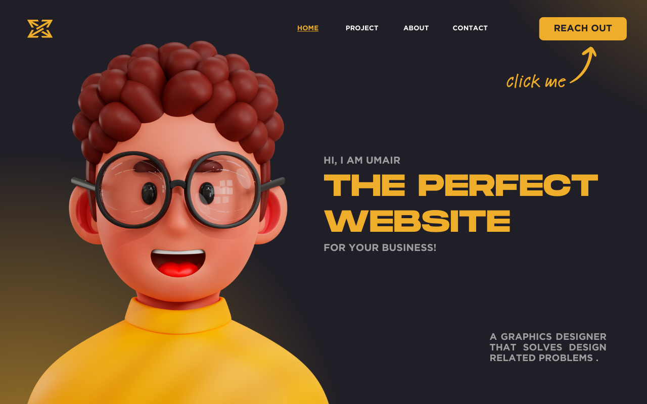 Yellow Black Modern Website Designer Portfolio Landing Page UI Prototype